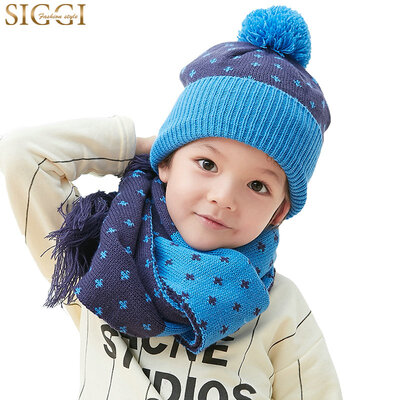

Siggi CM68172 Children's Hat Scarf Two-piece Set Winter Men & Women Baby Jacks Warm Stretch Knit Woolen Cap Set Pink Hat + Scarf Kit