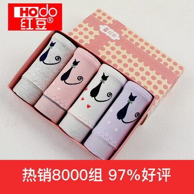 

[супермаркет] Jingdong красная фасоль (Hongdou) г-жа нижнее белье трусы 4 Story окантовка мягкий хлопок мультфильма печатных трусы хит цвет Spring 175/95