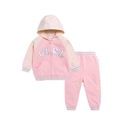 

Beibei Yi Bornbay suit girl sweater suit spring and autumn new baby clothes casual children out service 171T035 pink 90