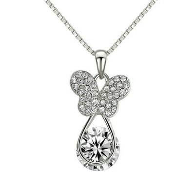 

Yoursfs @ Стерлингового серебра Ювелирные изделия Cute Butterfly Water Drop Подвеска ожерелье для женщин Platinum Plate Necklace Online Shopping Ind