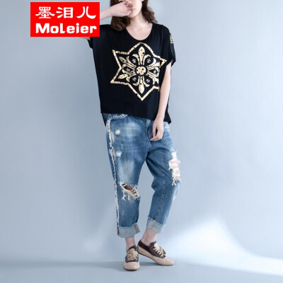 

Fat MM large size women fashion big fashion Tide T shirt loose casual printing wome