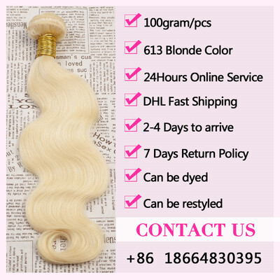

Risbaer Hair Europe Virgin Hair Body Wave 1Piece 613 Blonde Hair 10inch To 26inch Human Hair Weave Bundles Free Shipping