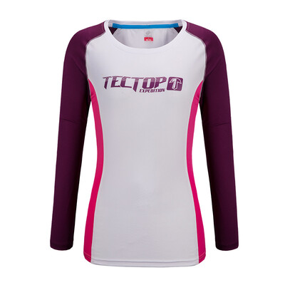 

Tectop quick-drying T-shirt outdoor men and women models breathable quick-drying T-shirt round neck long-sleeved color printing speed dry clothes men white M