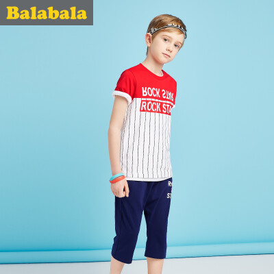 

Balabala BALABALA male middle boy short sleeve suit big child clothes two-piece sleeve half sleeve 22192161102 orange red 140