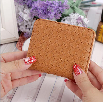 

Women's short mini-wallet folding weave small wallet