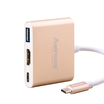 

AMPCOM Type-C to HDMI HUB USB-C 30 Charger HD Converter Macbook Millet Air Monitor Projector Adapter Aluminum Alloy Gold