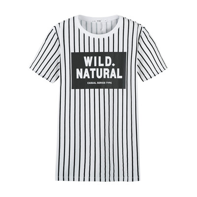 

Semir Semir short sleeve T-shirt summer ladies striped print straight long t-shirt Korean version 12216000030 black&white tone S