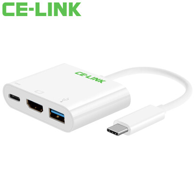 

CE-LINK Тип-C адаптер USB-C к HDMI / USB3.0 Переходник адаптера адаптера адаптера адаптера mac mac расширение HUB перезаряжаемый белый 1309