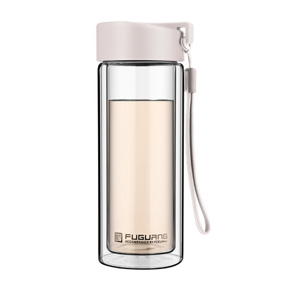 

Jingdong Supermarket] Fu Guang heat-resistant anti-hot portable hand cups men and women fashion transparent double glass grass green 280ml (G1311-280