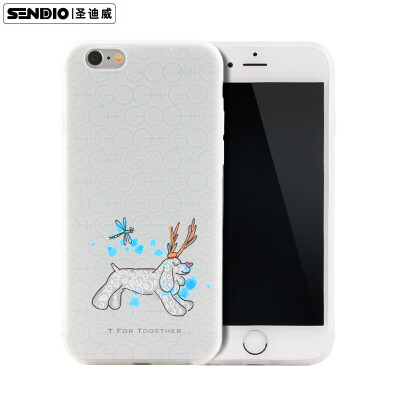 

Sendio Apple iPhone6 ​​/ 6sPlus Case Case / 3D Stereo Relief TPU All-Inclusive Soft Case Small Fresh / Small T Series Pretending Reindeer White