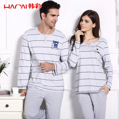 

Han Cai HACAI pajamas women long sleeves autumn thin sets of sets of women&39s clothing home suit linen gray 15580 S
