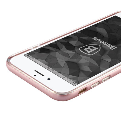 

Baseus iphone7plus mobile phone shell Apple 7plus transparent protective cover all-inclusive anti-fall hard border 55-inch silicone soft shell rose gold