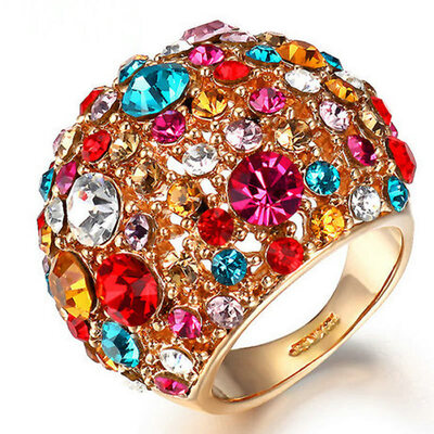 

Yoursfs Fashion Jewelry Size 79 18 K Rose Gold Plated Use Colorful Crystals Rings Rhinestone Rings Bohemian Style for Women Par