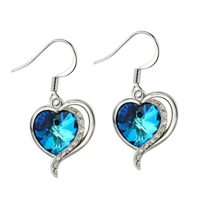 

Yoursfs@ Trendy Blue Crystal Drop Earrings Heart Shape Hanging Earrings Jewelry For Women Jewelry Pendientes