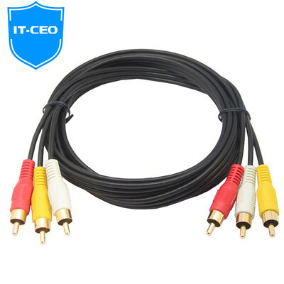 

IT-CEO V083R AV audio and video cable three pairs of three lotus head line 3RCA to 3RCA male to public AV adapter line red and white TV set-top box line 2 meters black