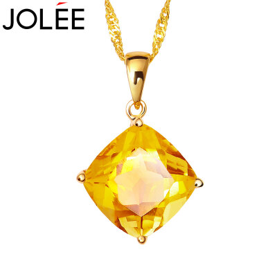 

Feather JOLEE18K gold natural citrine pendants fashion simple Korean clavicle chain with silver necklace to send his girlfriend holiday gift yellow