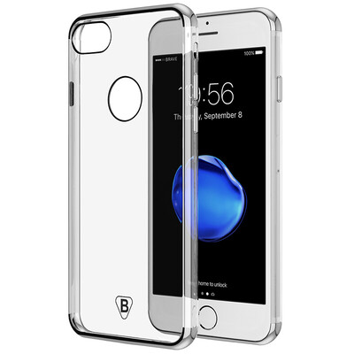 

BIAZE Apple 78 mobile phone shell iPhone7 8 protective cover plating TPU all-inclusive anti-drop transparent soft shell crystal color series JK115-silver