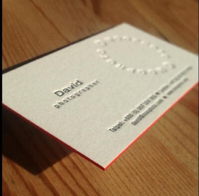 

white color edge letterpress business cards