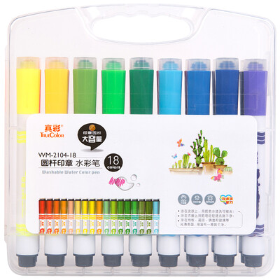 

TRUECOLOR 18 color round bar seal watercolor pen painting pen color pen student children graffiti color pen PP box 2 boxes WM-2104