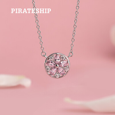 

Pirate ship pirateship 925 silver necklace female simple temperament pink cherry silver necklace short paragraph girls personality clavicle chain female silver necklace plated platinum powder cherry necklace B