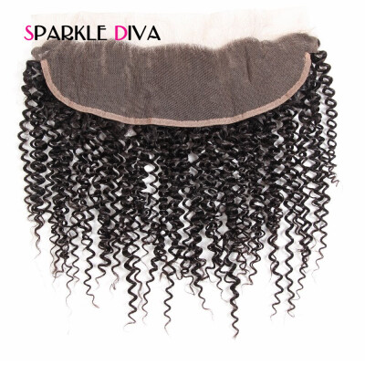 

13x4 Ear to Ear Kinky Curly Lace Frontal Closure with Baby Hair Remy Human Hair Pre Plucked Closure Free Part