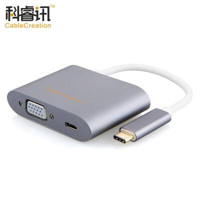 

CABLE CREATION Преобразователь типа C в VGA + USB HUB с проекцией телевизора 12-дюймовый алюминиевый сплав MacBook с адаптером USB-C с перезаряжаемым пространством серый CD0134