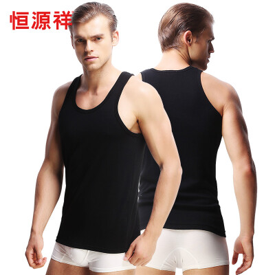 

【Jingdong Supermarket】 Hengyuanxiang Men's Vest Lycra Cotton Slimming Shirt Simple Sports T-shirt Black 2-piece equipment L170 / 95