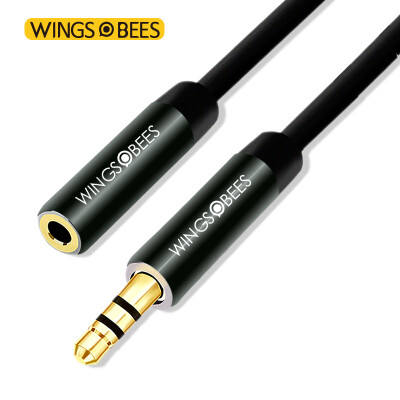 

Bee wing AUX revolution mother audio extension cable 3.5mm stereo earphone extension cord mobile phone car connection cable 100cm black