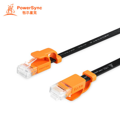 

PowerSync CLN6GAF0050 Cat6 super six network cable anti-swing flat wire twisted pair of black black with orange 5 meters