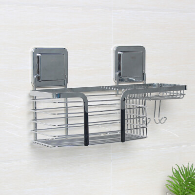 

Le stickers bathroom bathroom racks toilet free punching stainless steel storage rack hotel bathroom wall-mounted powerful seamless multifunctional kitchen racks toilet storage shelves