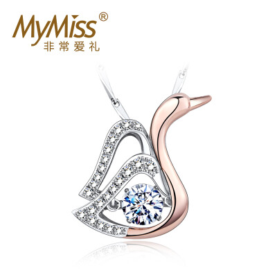 

Mymiss Inlaid Swarovski Zircon 925 Silver Necklace Swan Dream Silver