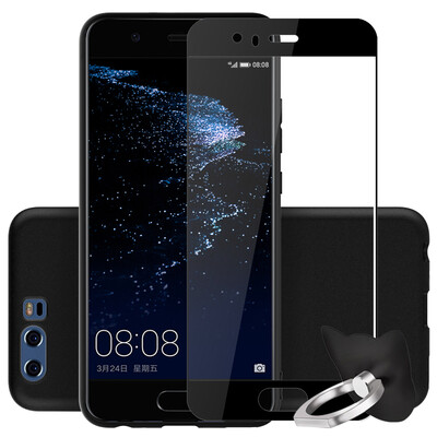 

[Shell из трех комплектов снарядов] ESCASE Huawei P10 Plus мобильный телефон чехол защитная крышка все включено борьба мягкая оболочка + черный жесткий оболочки + черный стальной защиты пленки трех частей