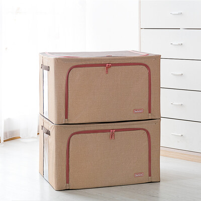 

Youfen boutique series high-end linen Oxford cloth storage box quilt finishing box large 88L2 Pack 45MM steel frame folding storage box linen
