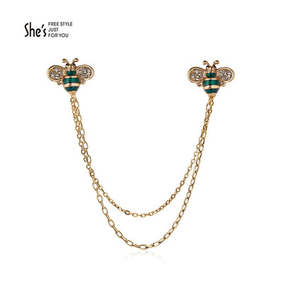 

Shes Грех ребенка ювелирные изделия брошь булавка пряжка моды Эмаль марочные маленькая пчела брошь воротник рубашки контактный зеленый