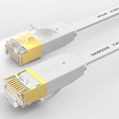 

Shanze SAMZHE 6020PBS six flat cable network oxygen-free copper Gigabit gold-plated metal head high-speed computer network cable cat6 class ultra-thin white 2 meters