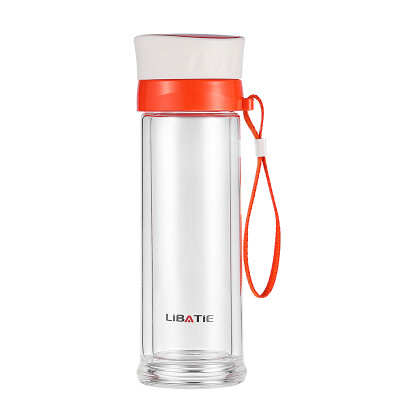 

【Jingdong Supermarket】 Li Ba Tie (LIBATIE) Glasses Men's Ladies Double Glass Glass Cups Portable Business Tea Cups 320ML Orange