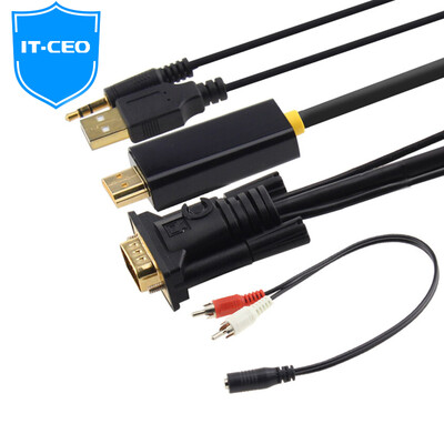 

IT-CEO Y1VGA-1 VGA-HDMI кабель высокой четкости / конвертер / кабель для передачи данных с 3,5-мм аудиокабелем и USB-кабель питания 1,8 м черный