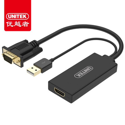 

Улучшенный человек (UNITEK) HDMI VGA конвертер HD видео с аудио адаптером порта PC-TV кабель коробки дисплея проекторов черный Y-6333BK