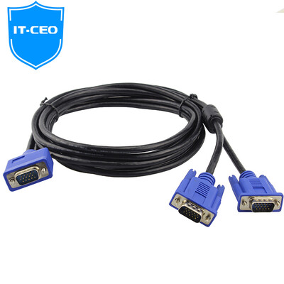 

ИТ генеральный директор V08V2 HD кабель VGA TV PC 3 + 6 медные линии кабельной линии Проектор Дисплей видеосигнала двойное кольцо штырь / штырь 2,5 м Черный