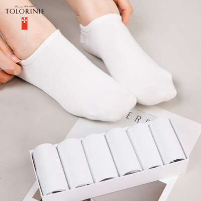 

TOLORINIE casual female socks combed cotton solid color socks female summer thin section boat socks female casual shallow socks 6 pairs of loaded K0265M0010