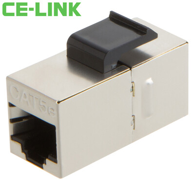 

CE-LINK 1711 RJ45 Cable Connector Network Dual Header Through Head Module Category 5 Category 6 Wire Mesh Connectors Wire Mesh Cable Extender Silver Single