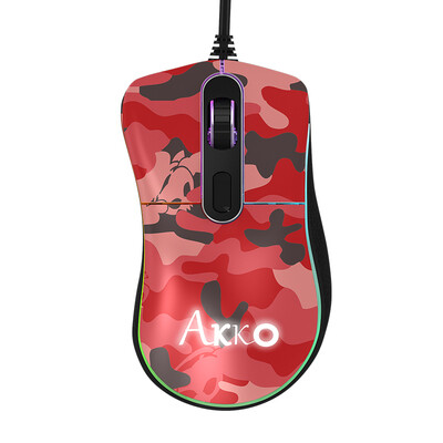

АККО ретро кошка RGB полноцветный с подсветкой игровой мыши красный камуфляж (матовая) проводная мышь