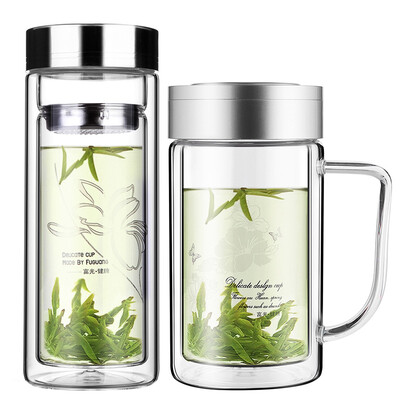 

Rich light 320ml 320ml double multi-purpose tea office glass glass cup 2 loaded