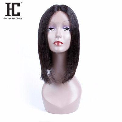 

HC Non-Remy Hair Швейцарские кружевные передние парики Натуральные цвета Перуанские продукты для человеческих волос Шелковистые прямые волосы 12inch для черных женщин