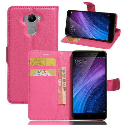 

GANGXUN Xiaomi Redmi 4 Case High Quality PU Leather Flip Cover Kickstand Anti-shock Wallet Case for Xiaomi Redmi 4 Standard
