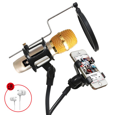 

(BOLE) B40 mobile phone microphone universal K song phone microphone to sing it computer microphone host live broadcast set wireless microphone capacitor wheat gold + MV stent