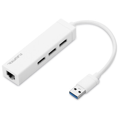 

Rui Ming HB3002WH USB splitter 30 cable network card network converter USB to RJ45 interface support Apple Mac smart box flat&other white