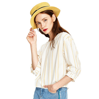 

UR Women 's Folded Long Sleeve Round Handle Elegant Shirt WE08S2CN2003 White S