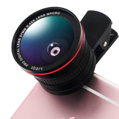 

Adventure (LIEQI) LQ-026 mobile phone lens fish eyes macro two-in-one set of Apple Huawei external camera black