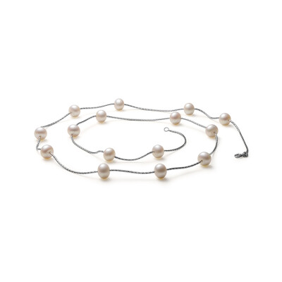 

Beijing Run Pearl pearl love S925 silver inlaid white freshwater pearl necklace 10-11mm long section 80cm